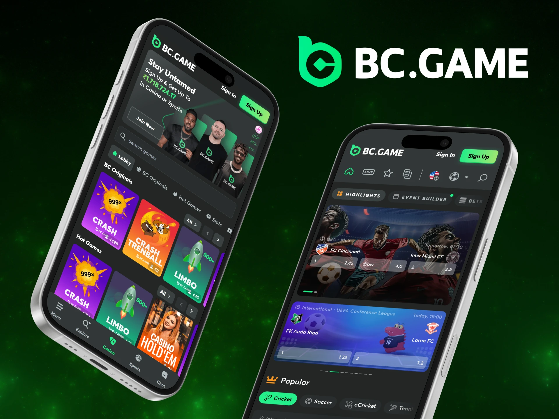 Use the mobile version of the BC Game website to place bets and play.